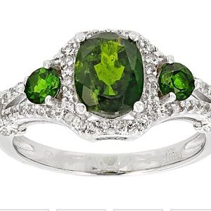 Green Chrome Diopside Over Sterling Silver Ring